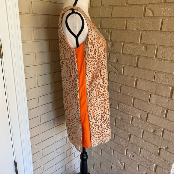 Robert Rodriguez Dress Women's Size 2 Orange Silk Crochet Lace Sleeveless $498 - Picture 4 of 10